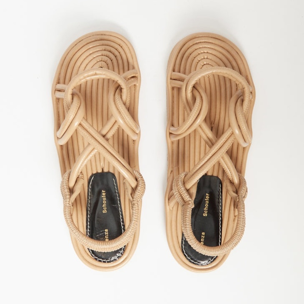 New $595 Proenza Schouler Cable Sandals Khaki Size 39 EU / 9 US New In Box - Picture 3 of 11